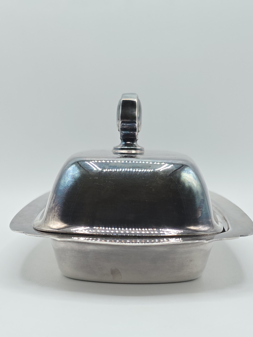 VTG Wallace Silverplate Butter Dish w/Lid & Glass Insert, USA Made, Mid Century - Picture 3 of 16
